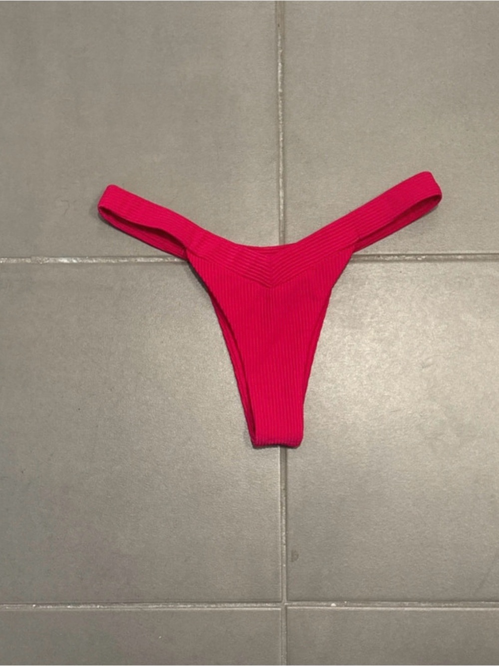 Frankie’s Bikinis Ribbed Cherry Red Hi-cut Bikini Bottom